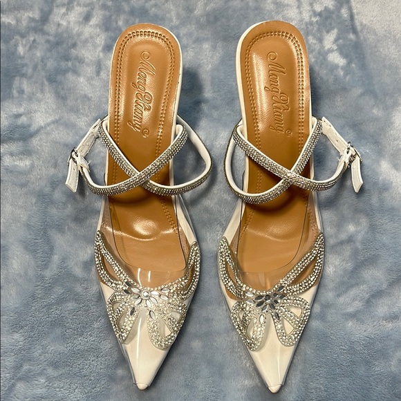 White and Silver Women's Formal Heels - Picture 1 of 11